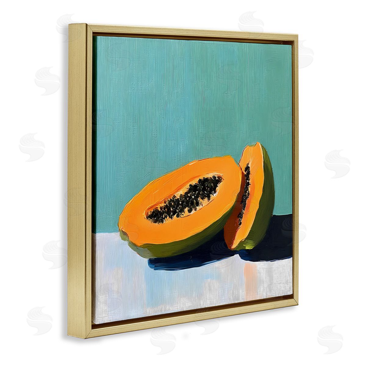 Walker Noble Papaya Pair on Blue Canvas Wall Art Print