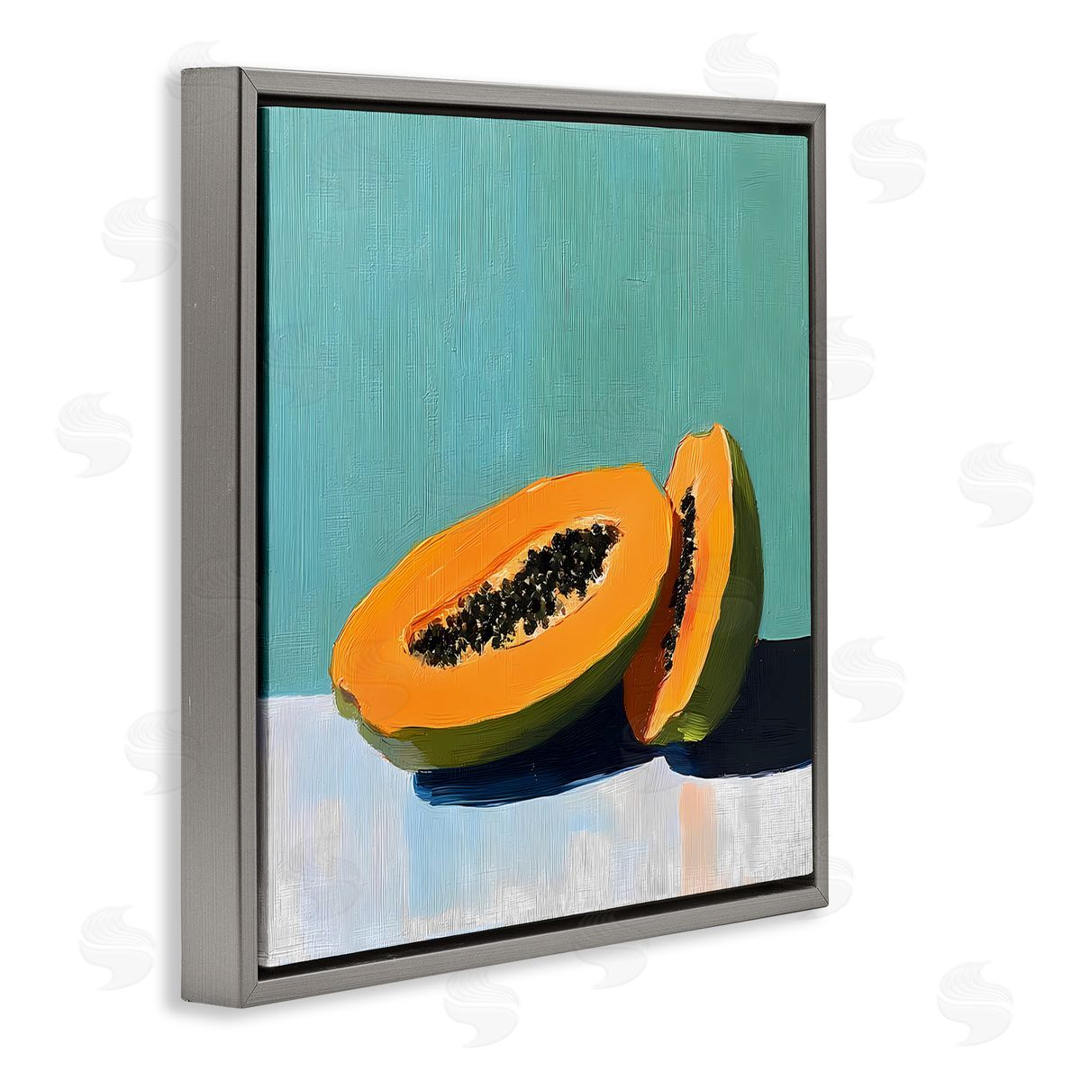 Walker Noble Papaya Pair on Blue Canvas Wall Art Print