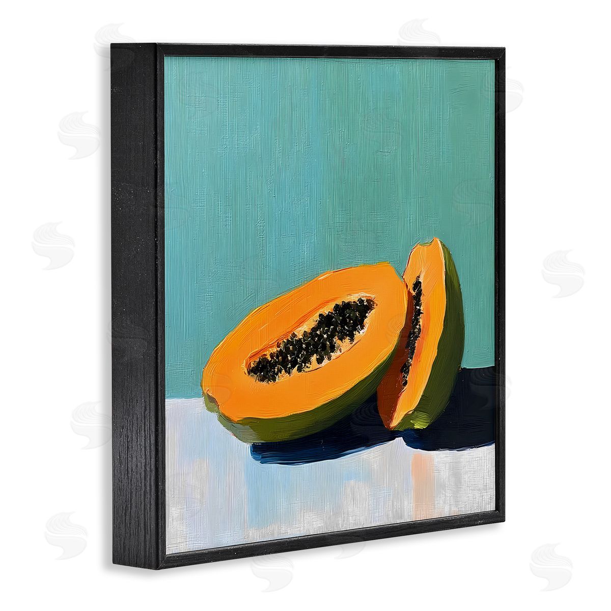 Walker Noble Papaya Pair on Blue Canvas Wall Art Print