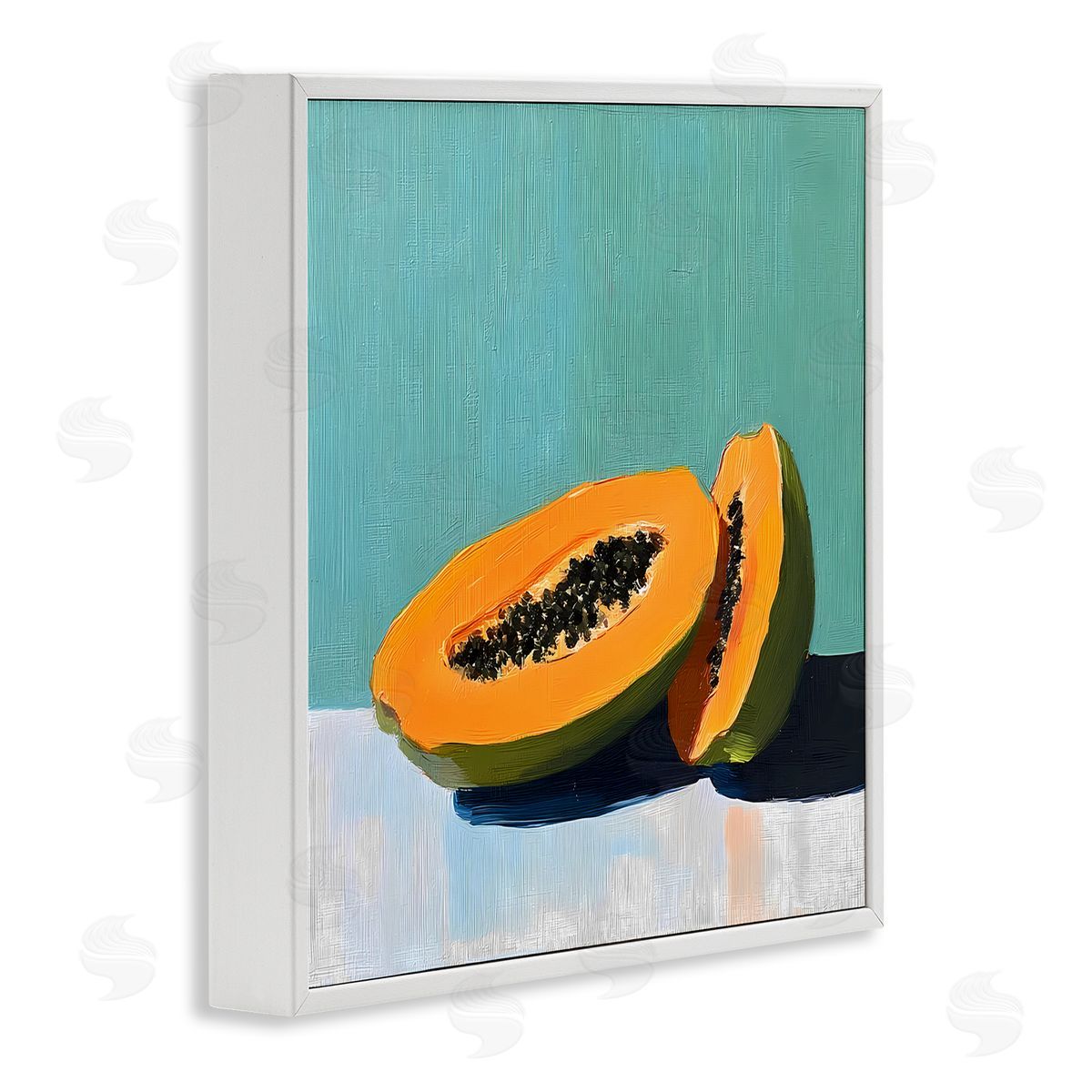 Walker Noble Papaya Pair on Blue Canvas Wall Art Print