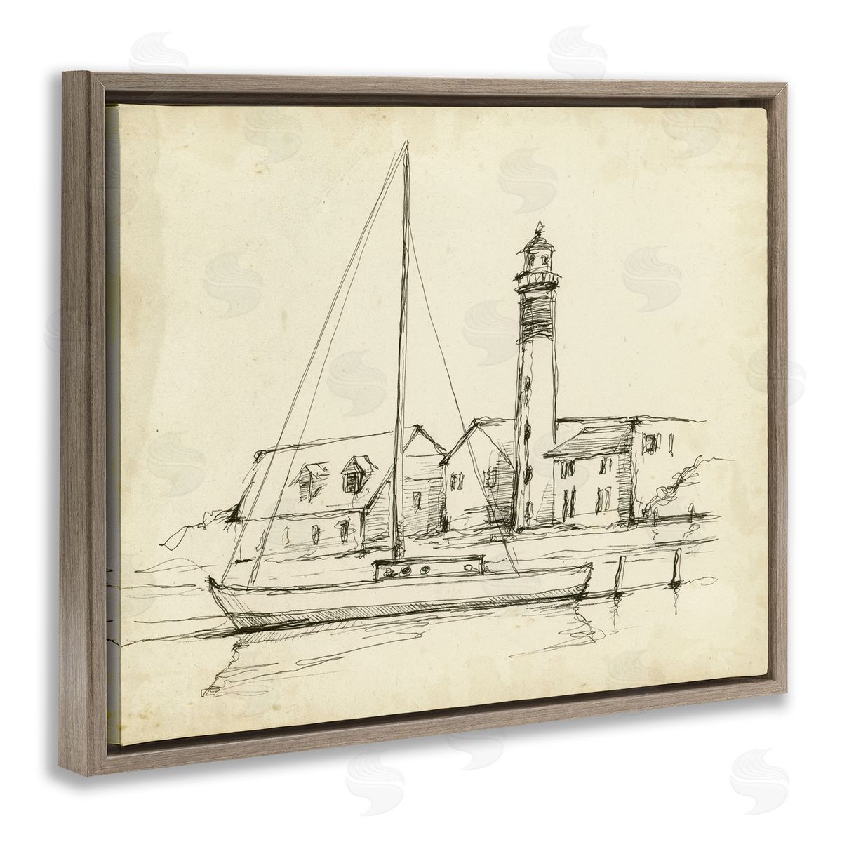 Ethan Harper Lighthouse & Boat Study Canvas Wall Art Print