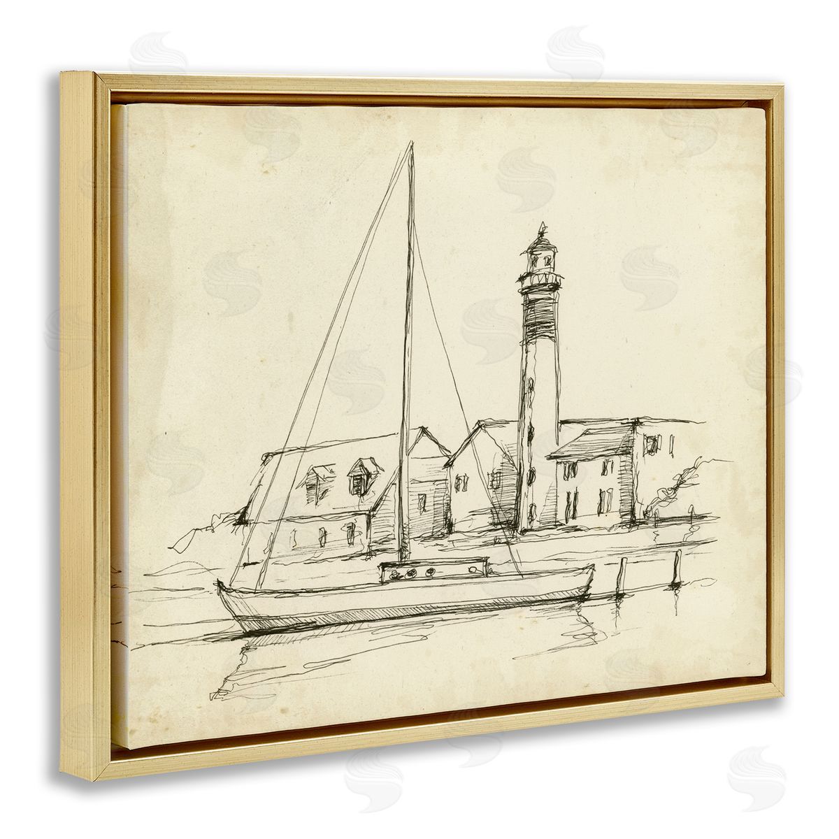 Ethan Harper Lighthouse & Boat Study Canvas Wall Art Print