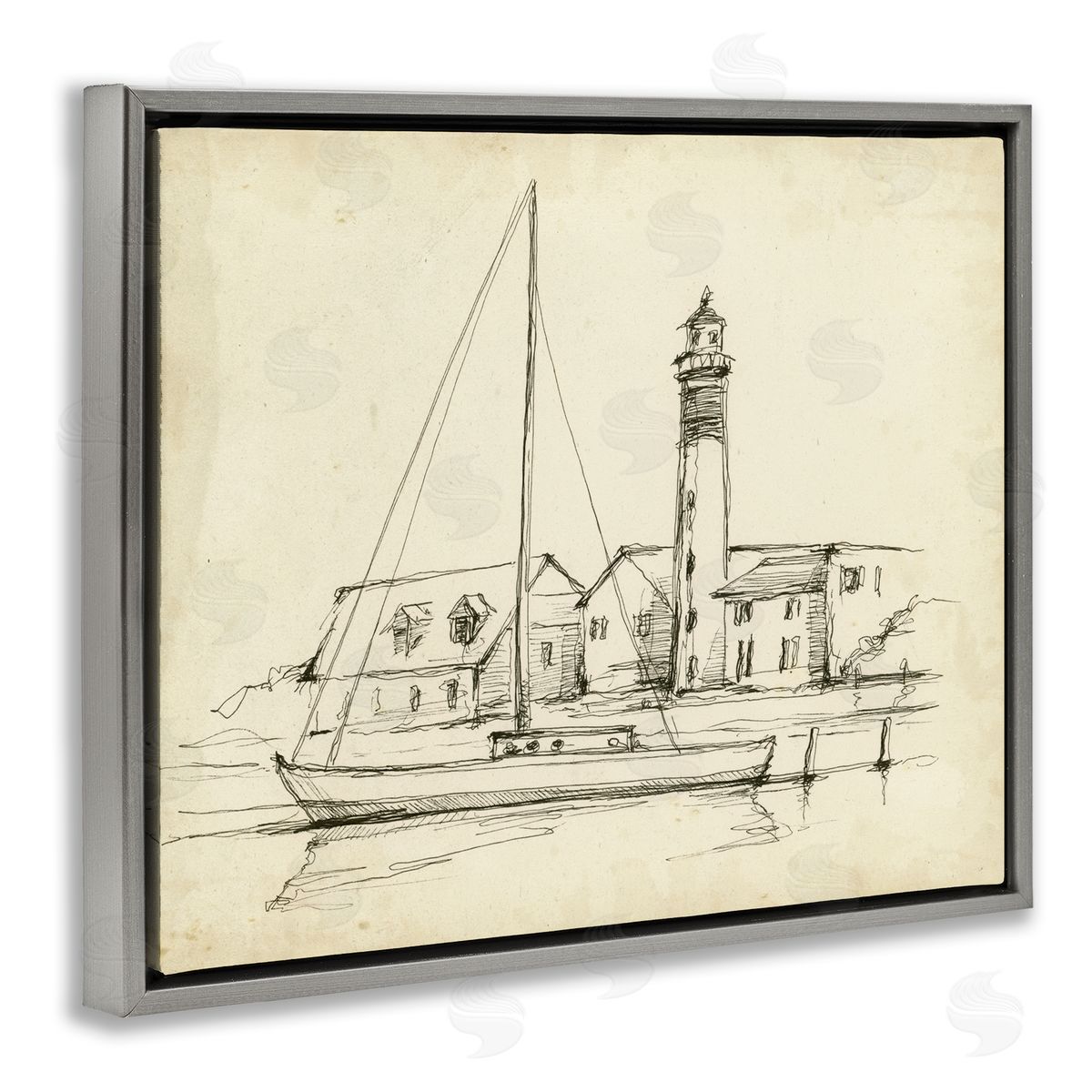 Ethan Harper Lighthouse & Boat Study Canvas Wall Art Print
