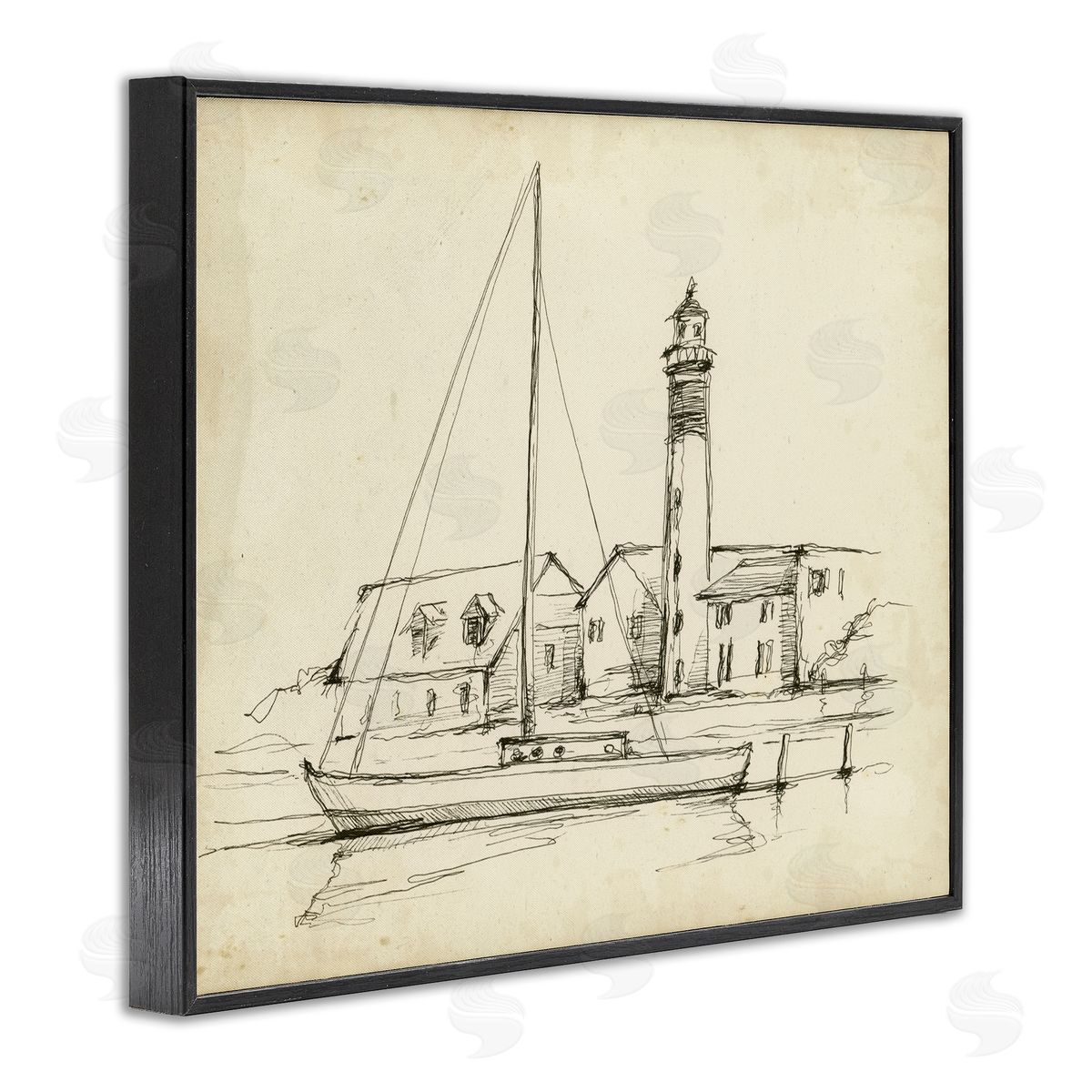 Ethan Harper Lighthouse & Boat Study Canvas Wall Art Print