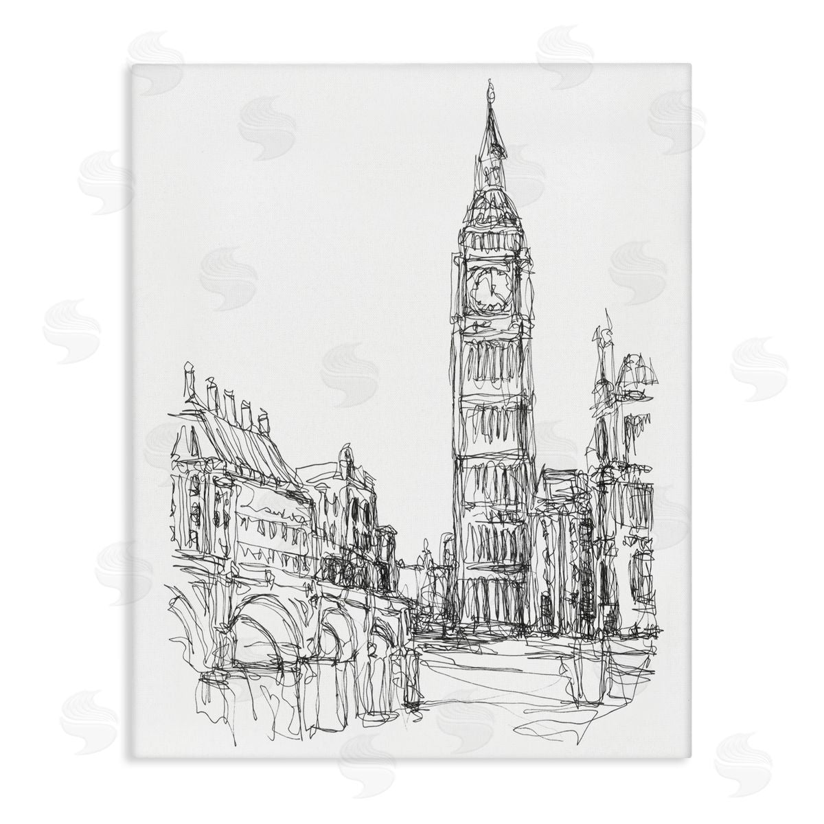 Ethan Harper Parisian Cityscape Sketch Canvas Wall Art Print