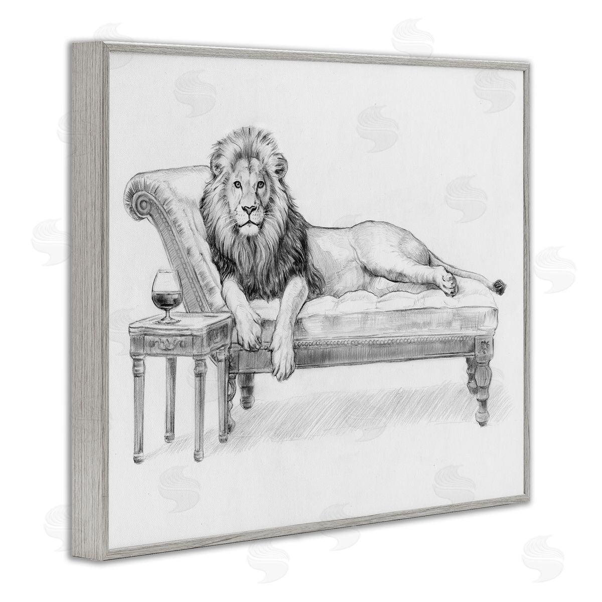 Victoria Barnes Lounging Beast Lion Canvas Wall Art Print