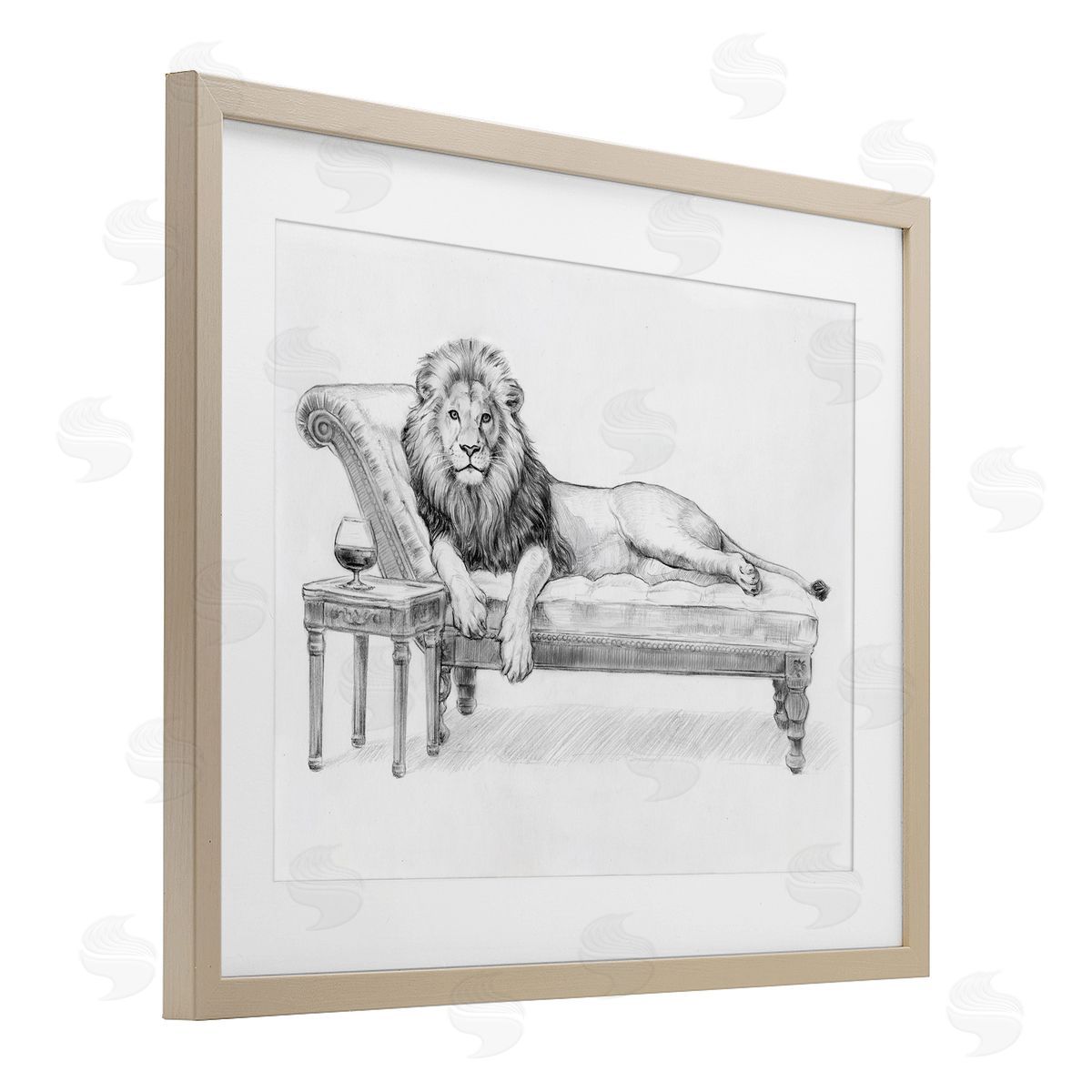 Victoria Barnes Lounging Beast Lion Canvas Wall Art Print