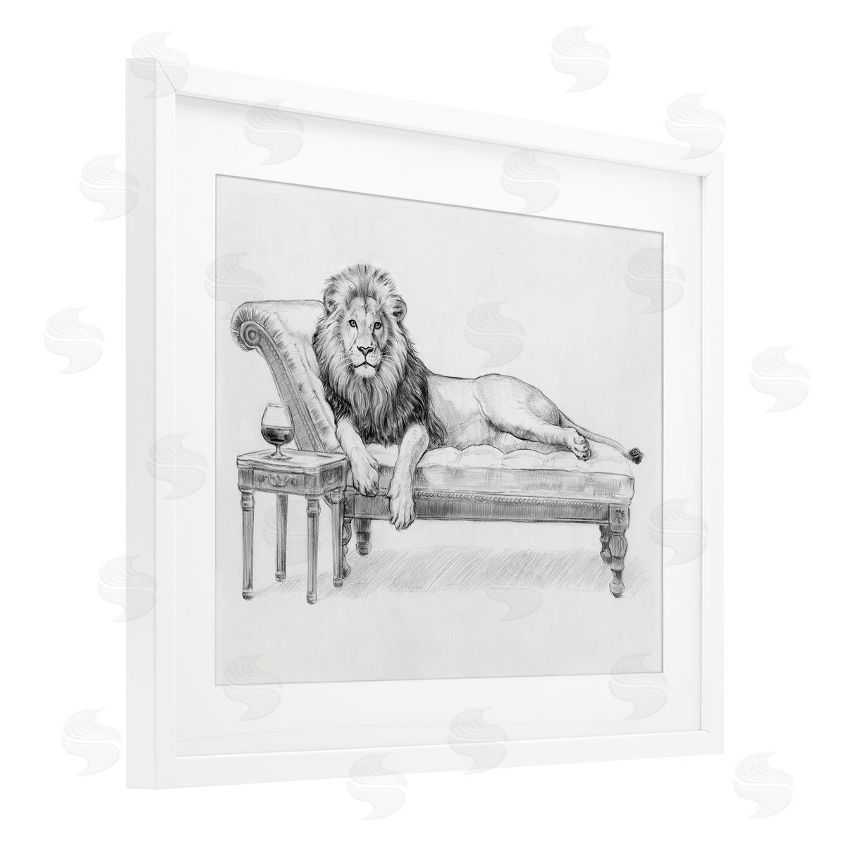 Victoria Barnes Lounging Beast Lion Canvas Wall Art Print