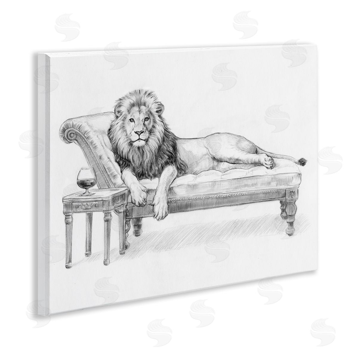 Victoria Barnes Lounging Beast Lion Canvas Wall Art Print