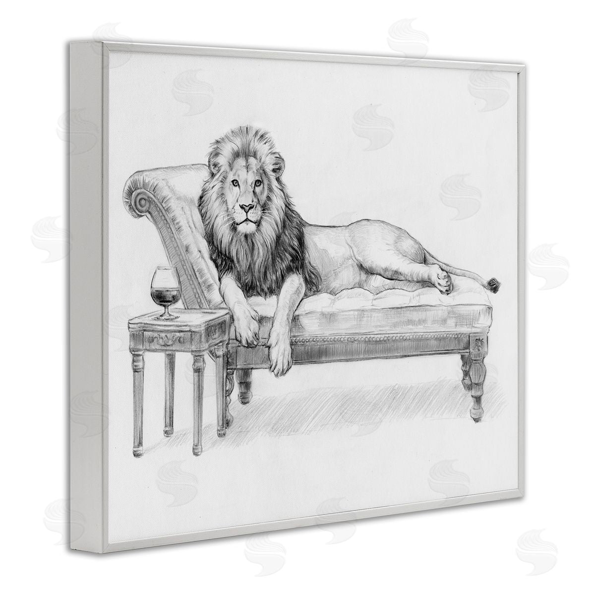 Victoria Barnes Lounging Beast Lion Canvas Wall Art Print