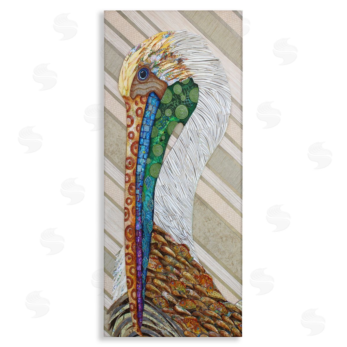 Lisa Morales Wild And Free Collaged Pelican Canvas Wall Art Print