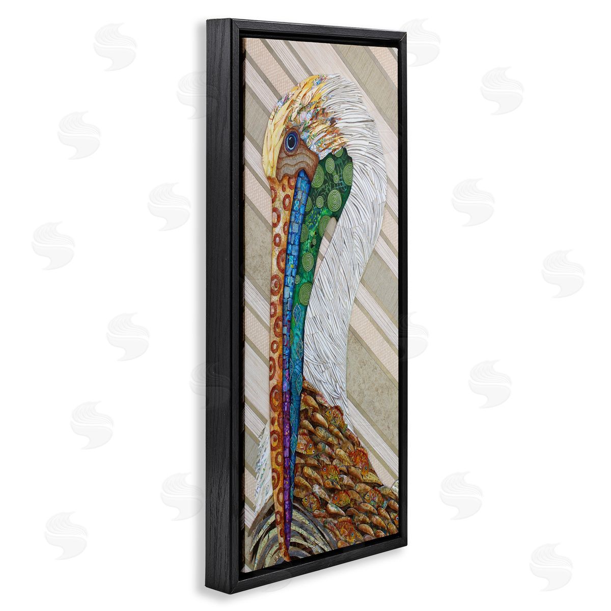 Lisa Morales Wild And Free Collaged Pelican Canvas Wall Art Print