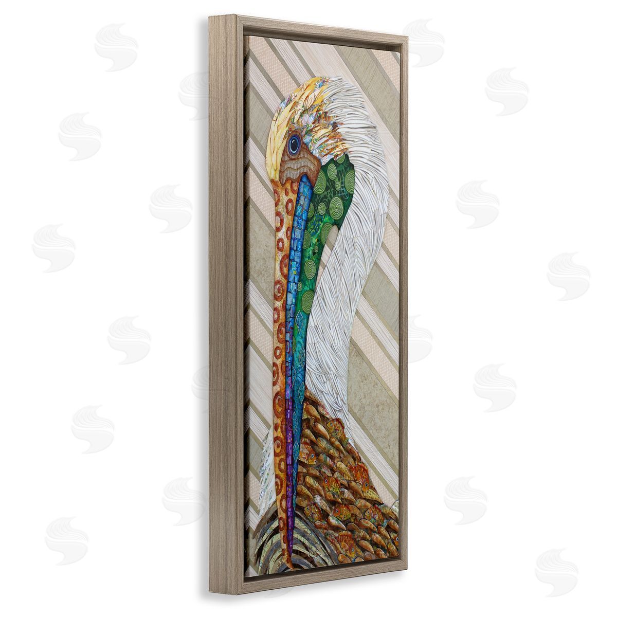 Lisa Morales Wild And Free Collaged Pelican Canvas Wall Art Print