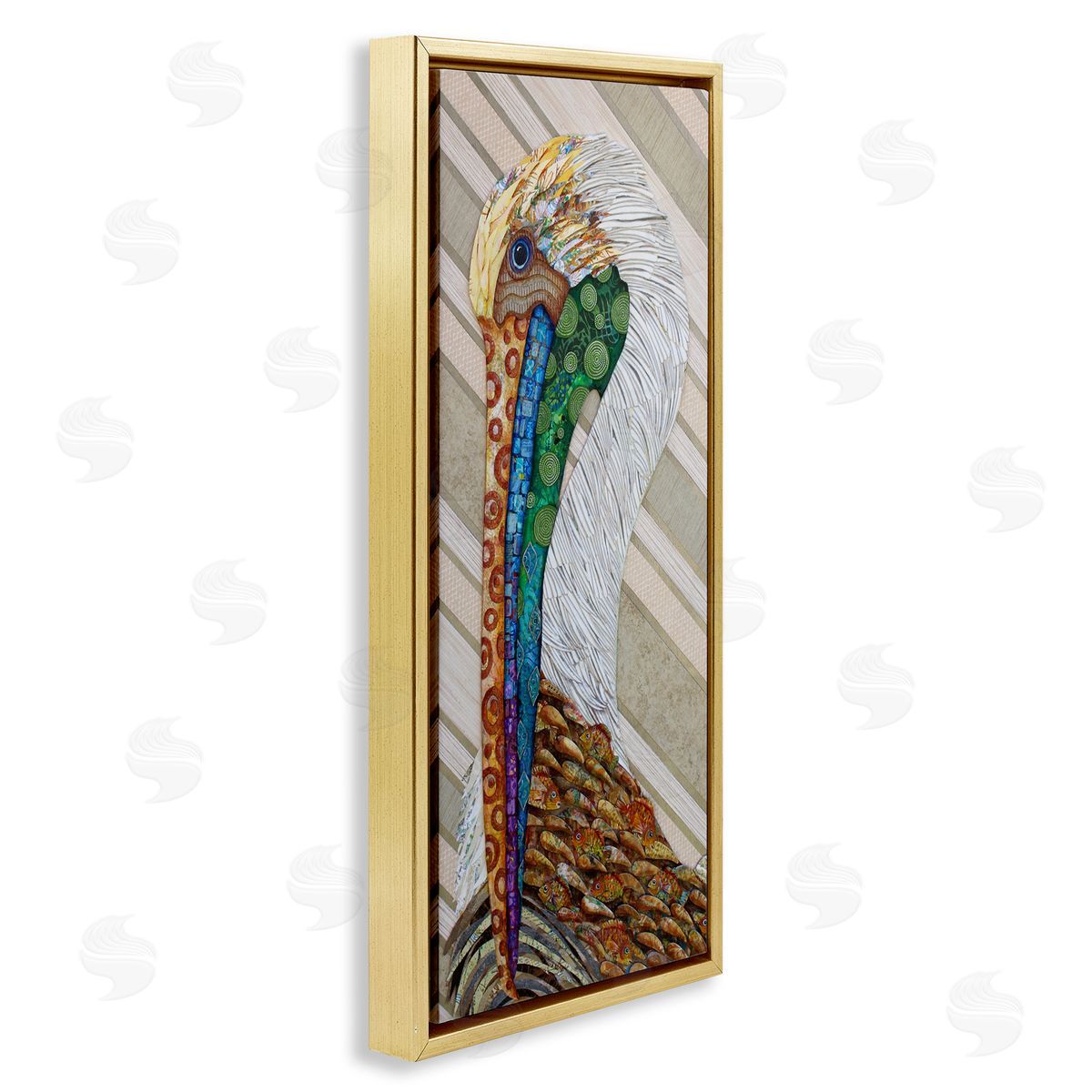 Lisa Morales Wild And Free Collaged Pelican Canvas Wall Art Print