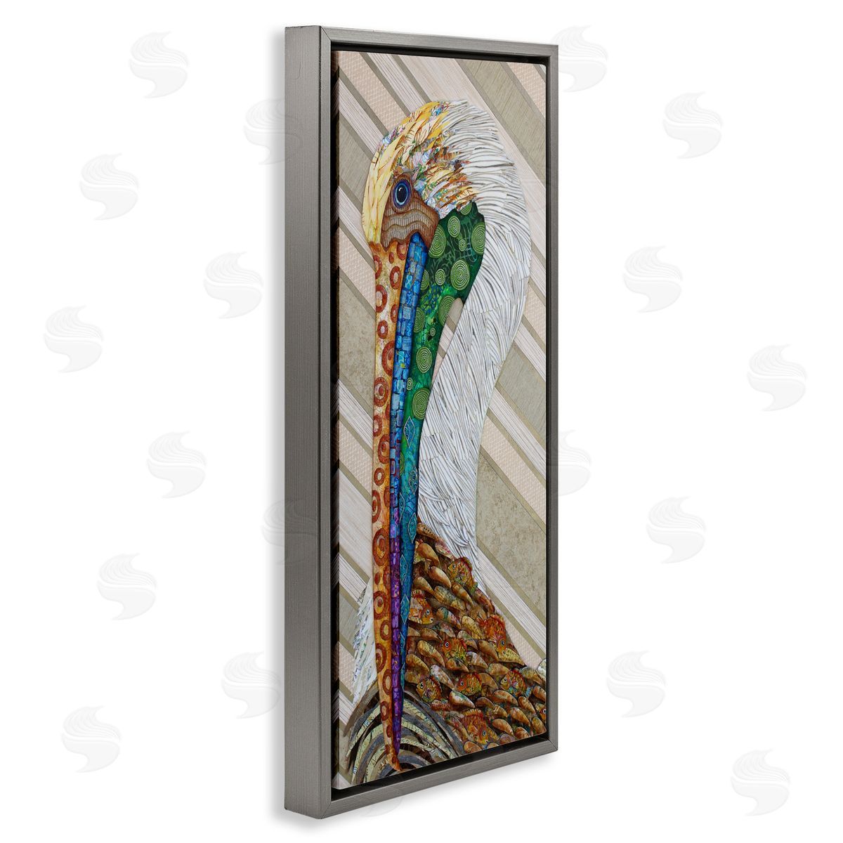 Lisa Morales Wild And Free Collaged Pelican Canvas Wall Art Print