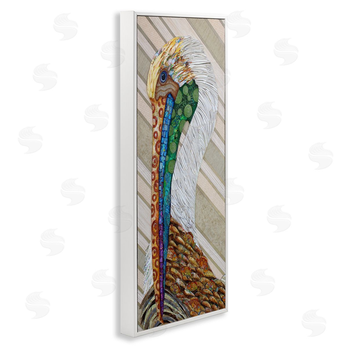 Lisa Morales Wild And Free Collaged Pelican Canvas Wall Art Print
