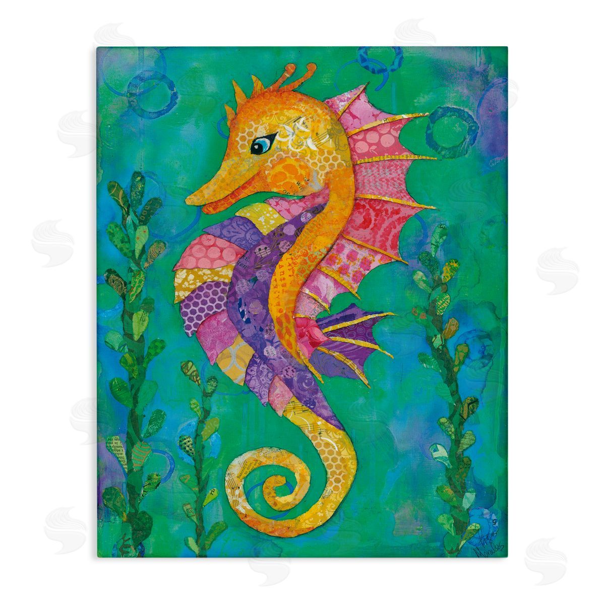 Lisa Morales Seahorse with Patterned Scales Canvas Wall Art Print