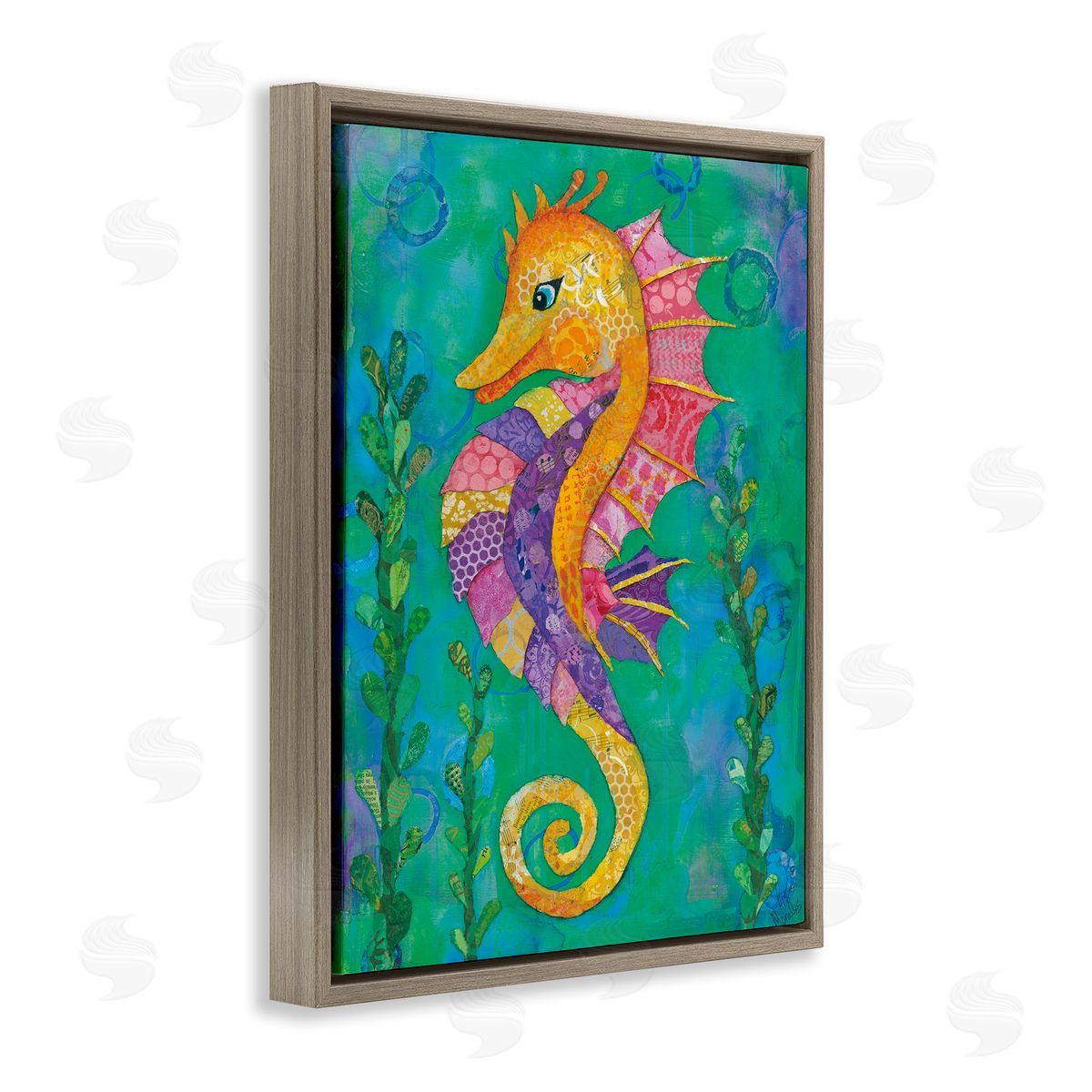 Lisa Morales Seahorse with Patterned Scales Canvas Wall Art Print