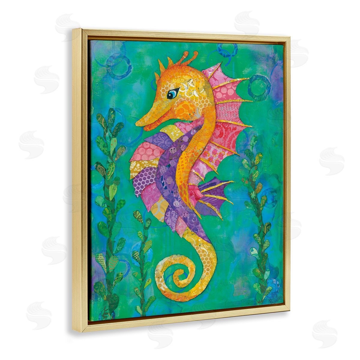 Lisa Morales Seahorse with Patterned Scales Canvas Wall Art Print