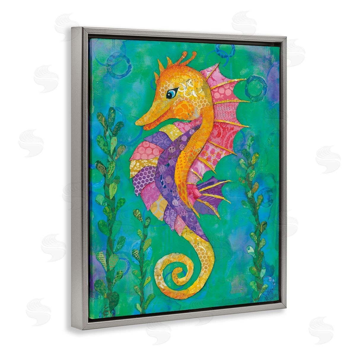 Lisa Morales Seahorse with Patterned Scales Canvas Wall Art Print