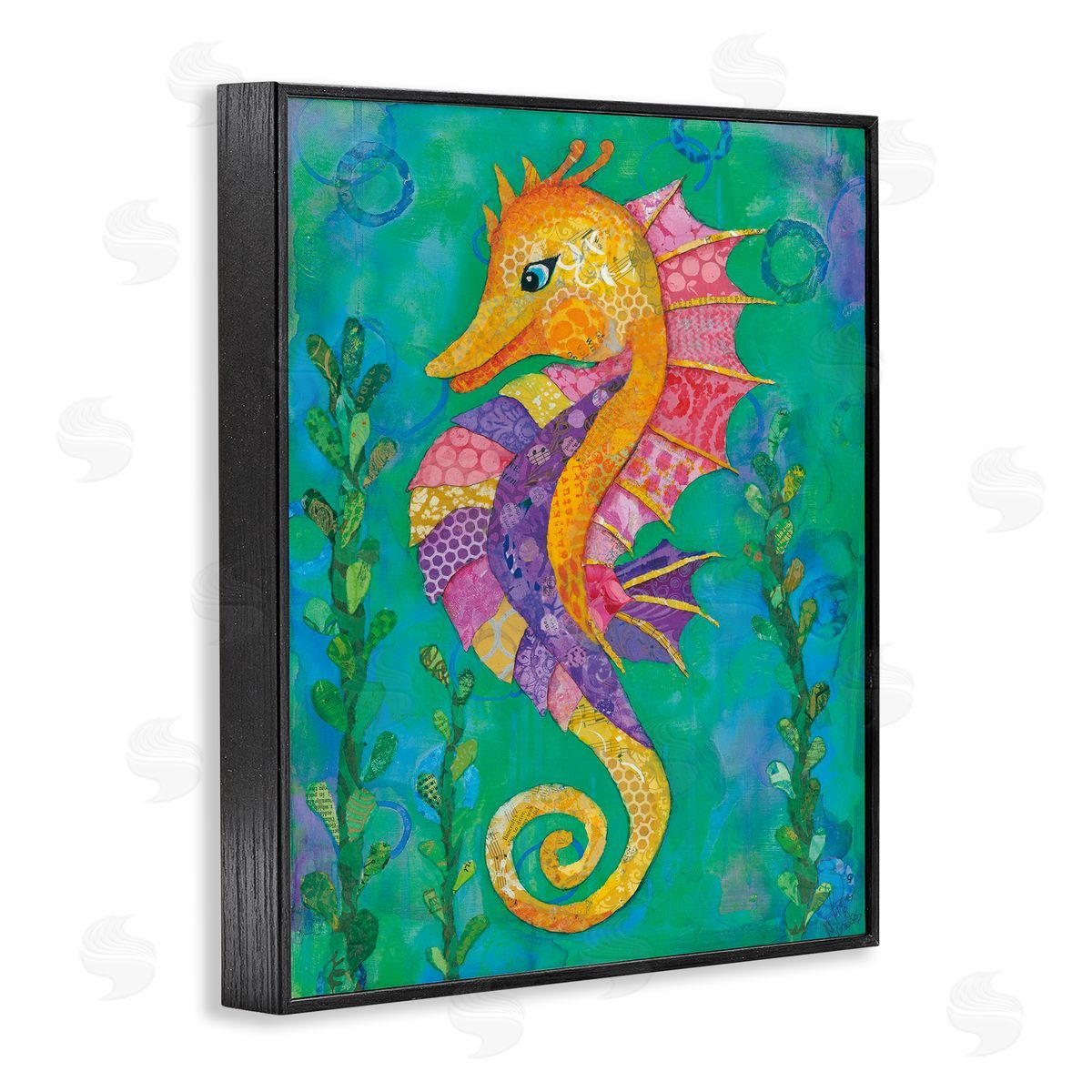 Lisa Morales Seahorse with Patterned Scales Canvas Wall Art Print