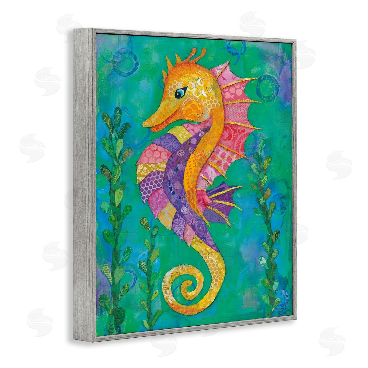 Lisa Morales Seahorse with Patterned Scales Canvas Wall Art Print