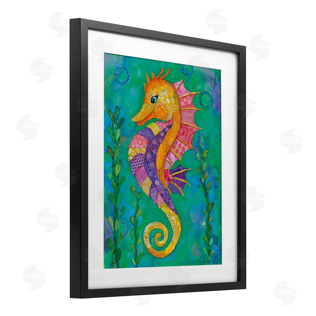 Lisa Morales Seahorse with Patterned Scales Canvas Wall Art Print