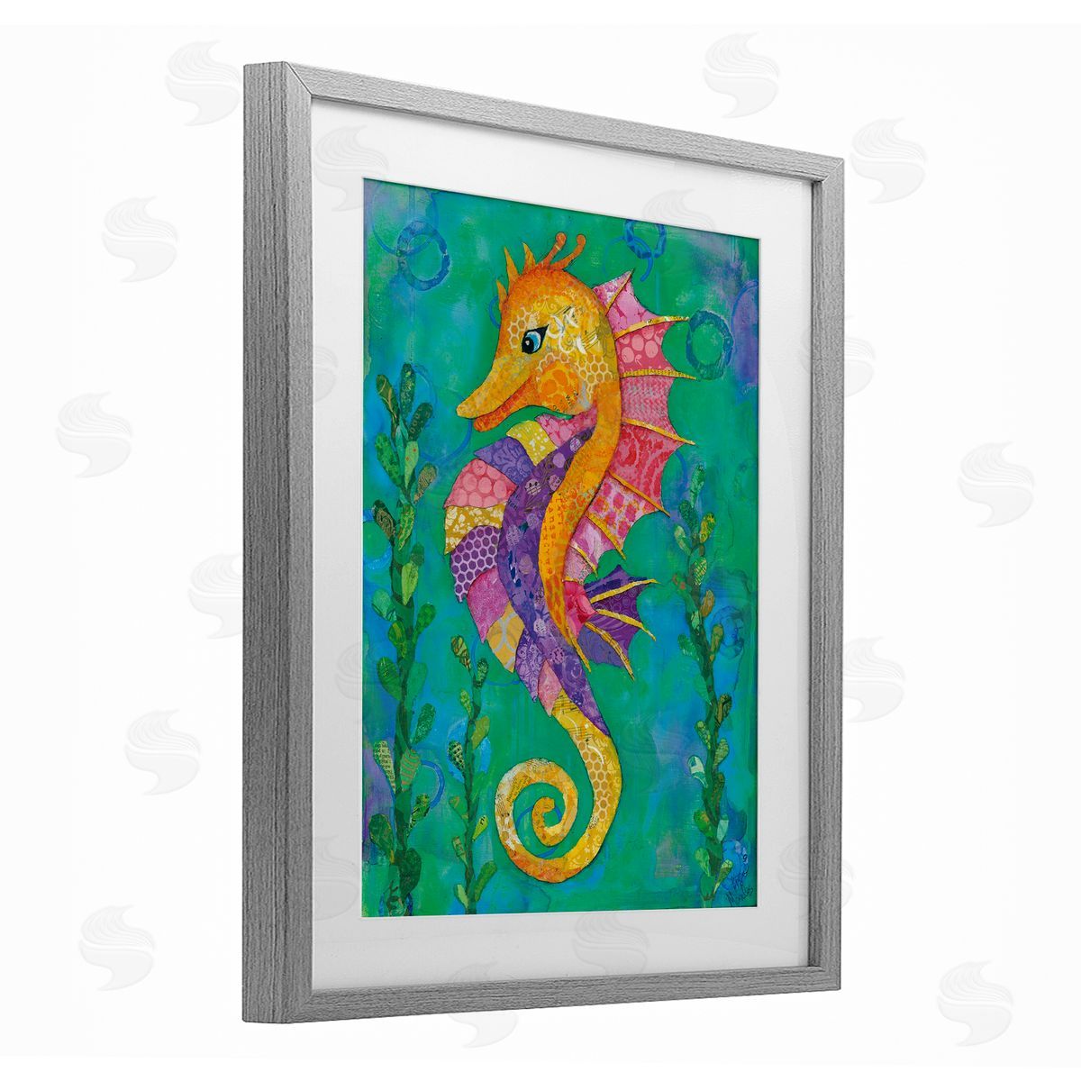Lisa Morales Seahorse with Patterned Scales Canvas Wall Art Print