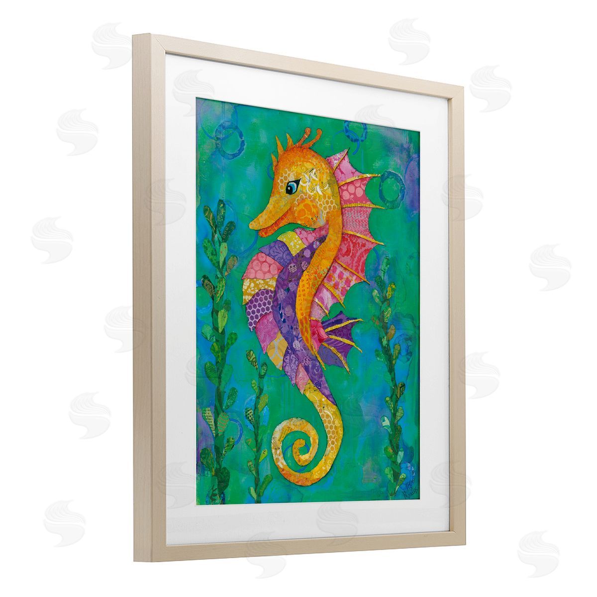 Lisa Morales Seahorse with Patterned Scales Canvas Wall Art Print
