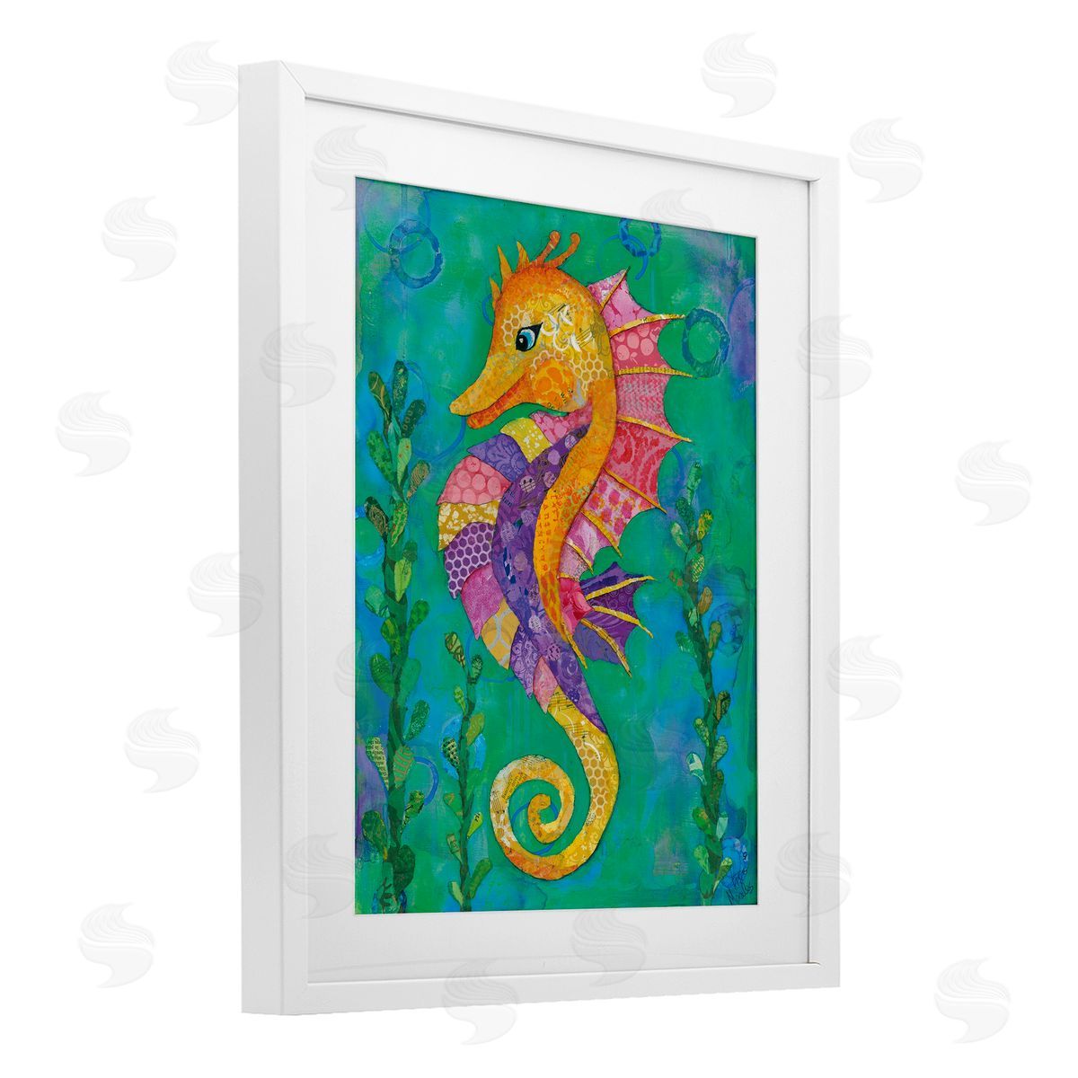 Lisa Morales Seahorse with Patterned Scales Canvas Wall Art Print
