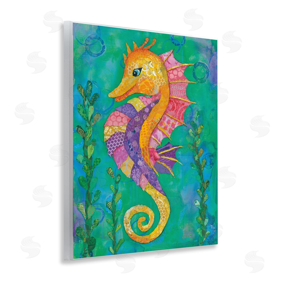 Lisa Morales Seahorse with Patterned Scales Canvas Wall Art Print
