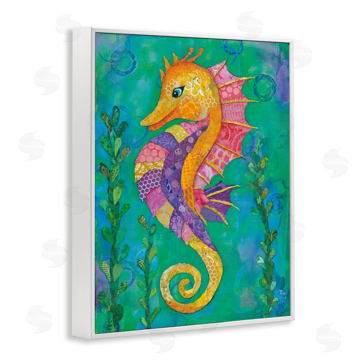 Lisa Morales Seahorse with Patterned Scales Canvas Wall Art Print