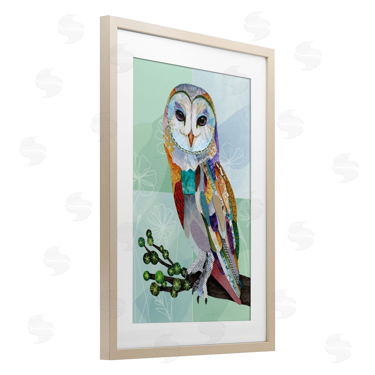 Lisa Morales Barn Owl with Boho Pattern Canvas Wall Art Print