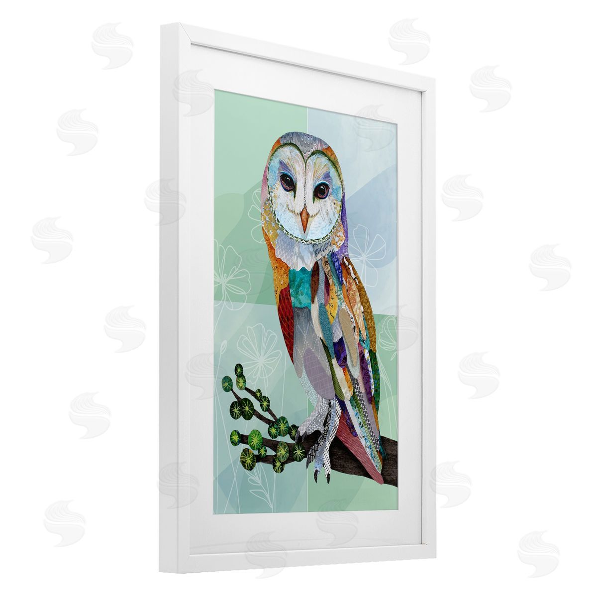 Lisa Morales Barn Owl with Boho Pattern Canvas Wall Art Print