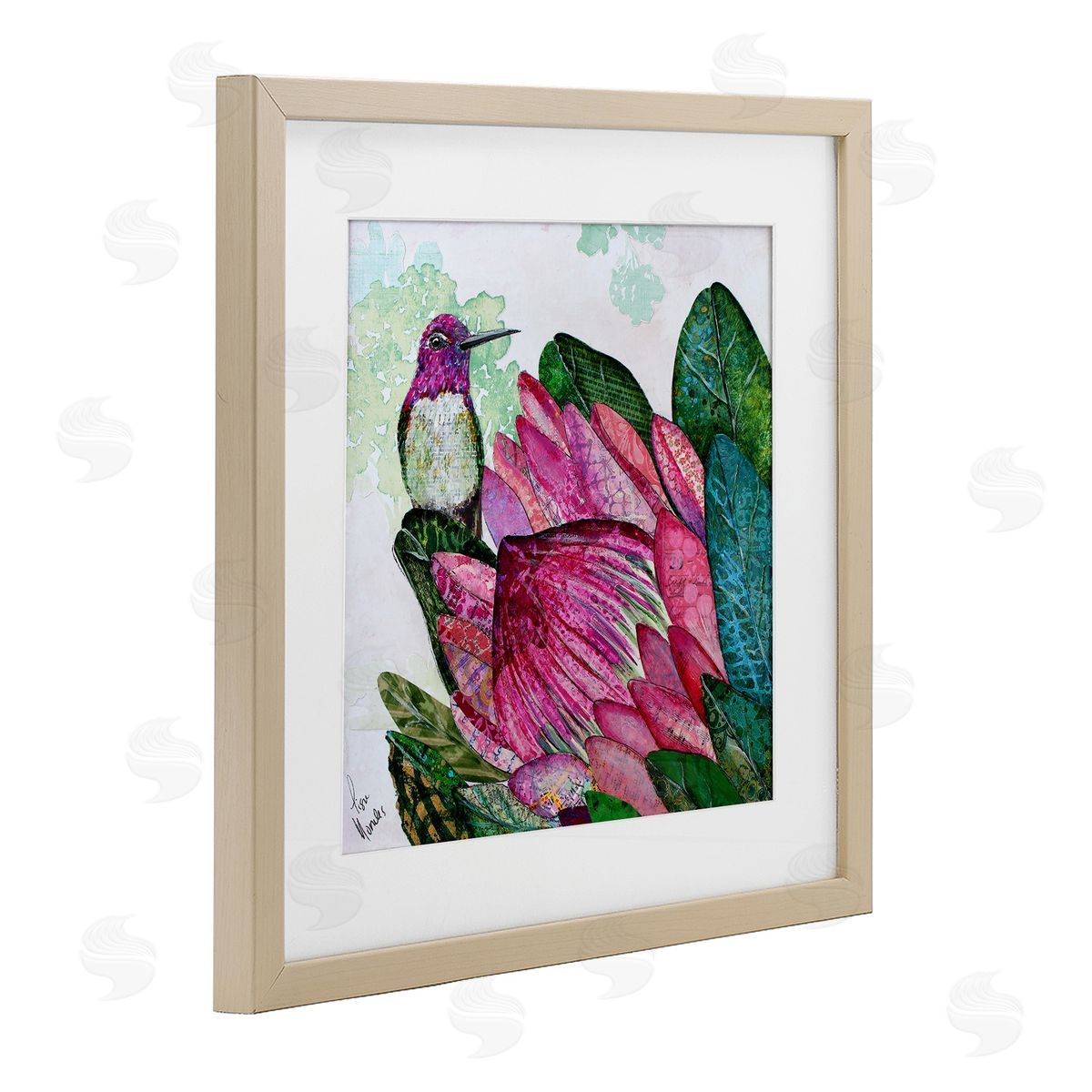 Lisa Morales Hummingbird And Protea Canvas Wall Art Print