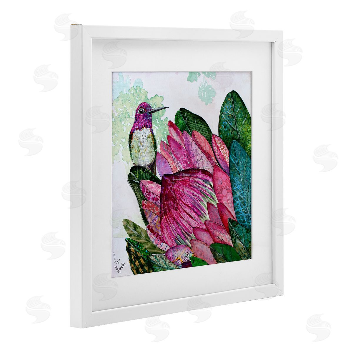 Lisa Morales Hummingbird And Protea Canvas Wall Art Print