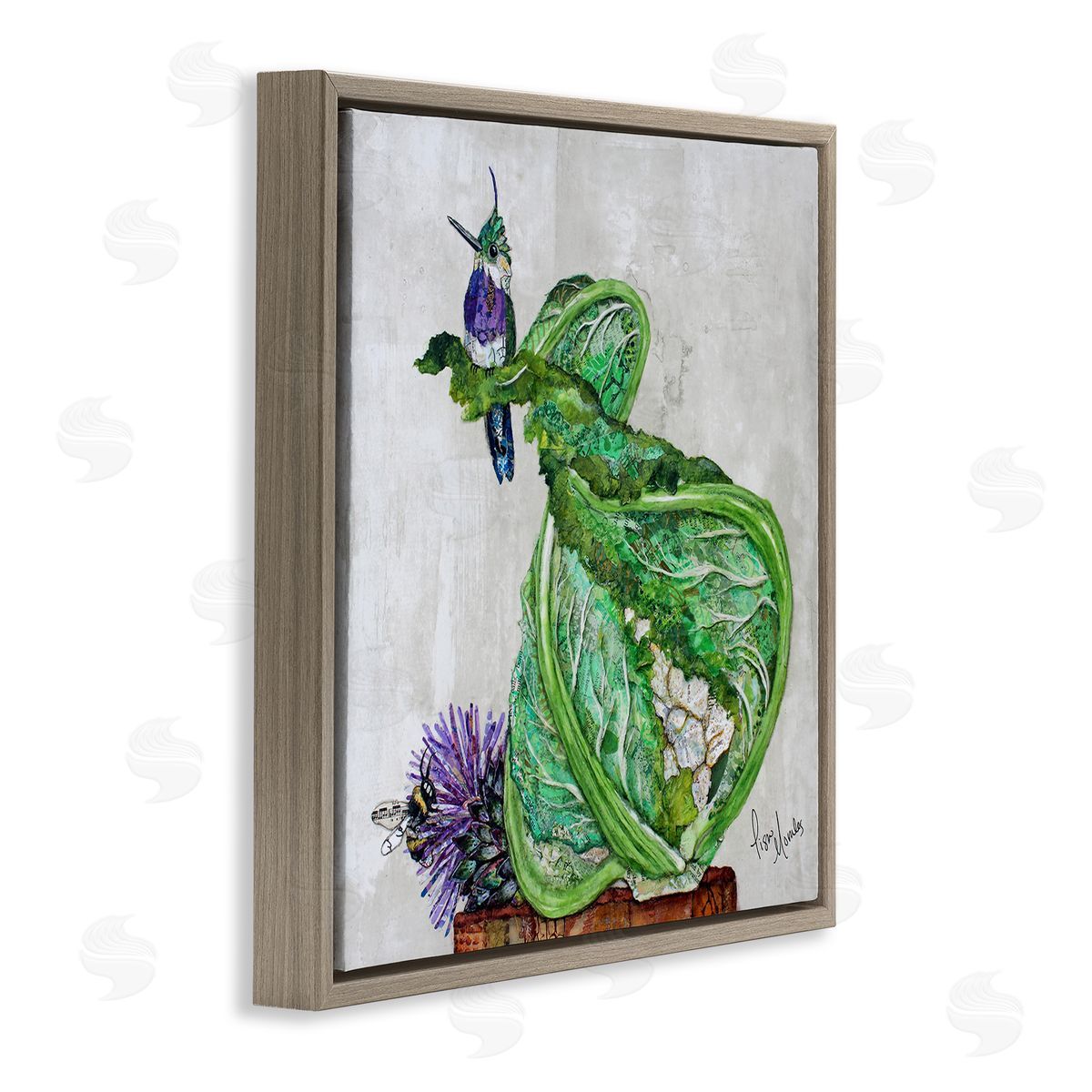 Lisa Morales Hummingbird on Cauliflower Canvas Wall Art Print
