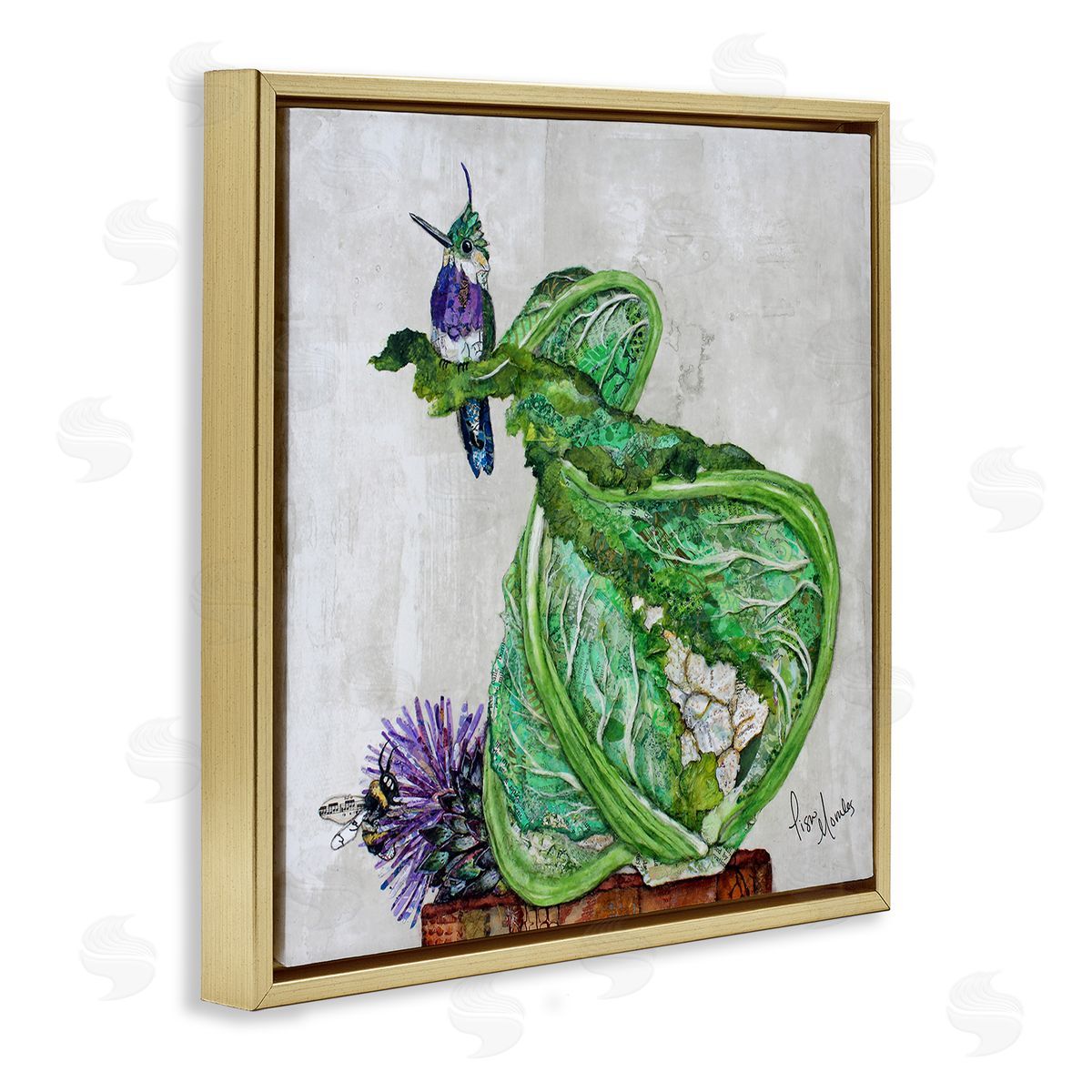 Lisa Morales Hummingbird on Cauliflower Canvas Wall Art Print