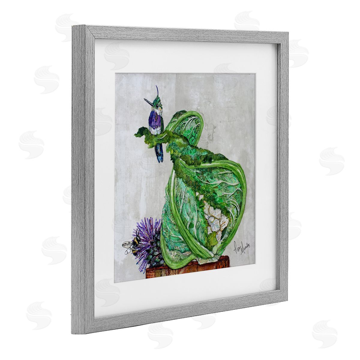 Lisa Morales Hummingbird on Cauliflower Canvas Wall Art Print