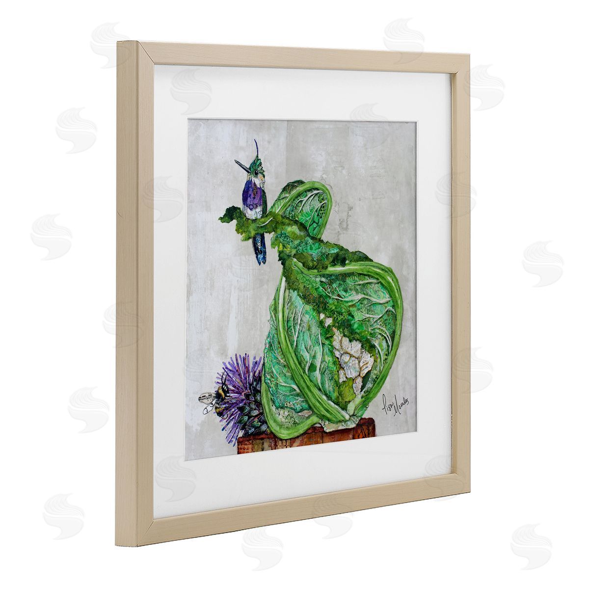 Lisa Morales Hummingbird on Cauliflower Canvas Wall Art Print
