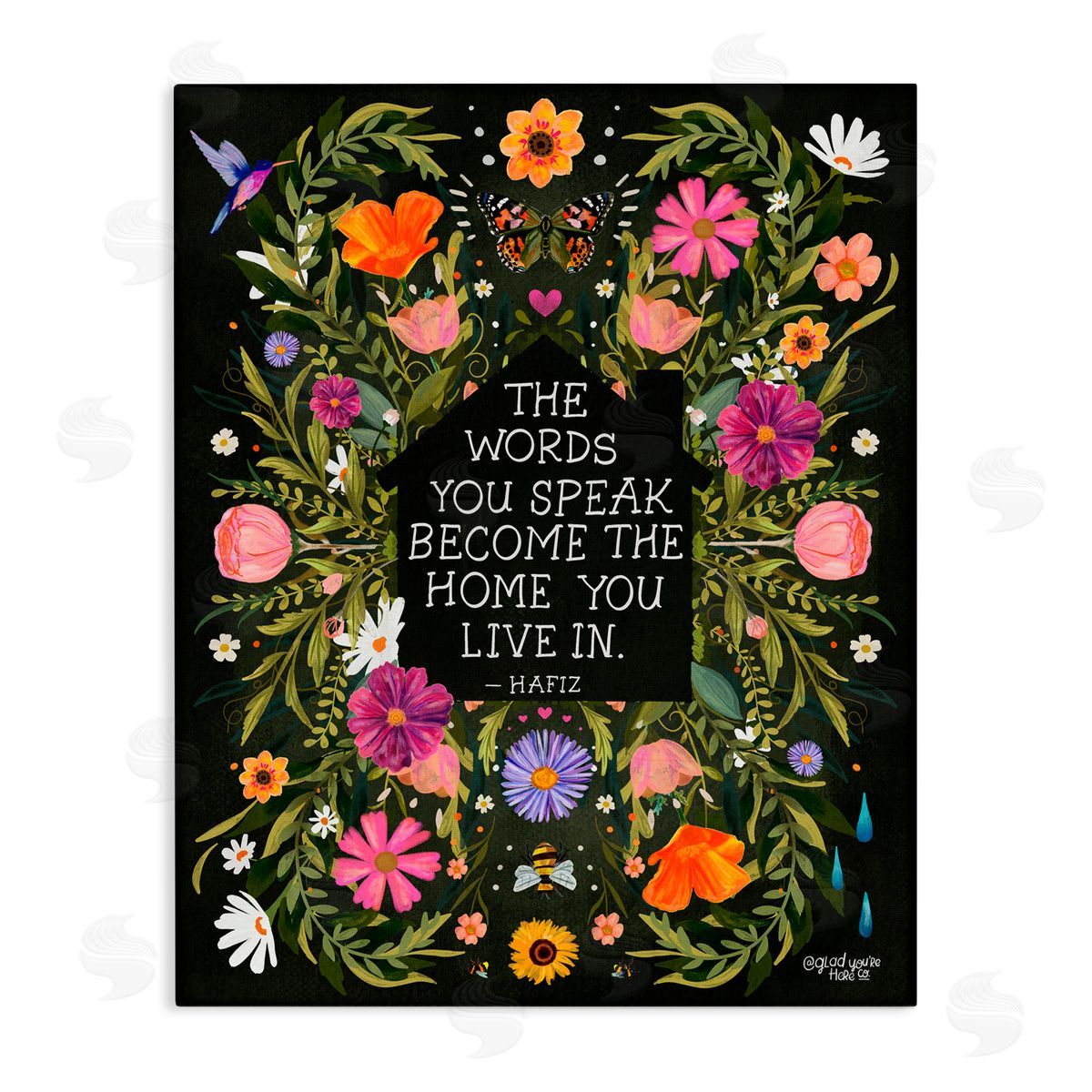 Glad You're Here Co. Words You Speak Floral Quote Canvas Wall Art Print