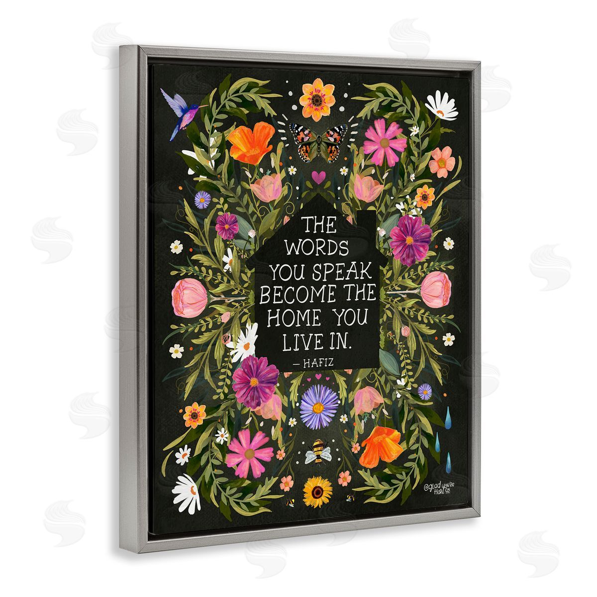 Glad You're Here Co. Words You Speak Floral Quote Canvas Wall Art Print