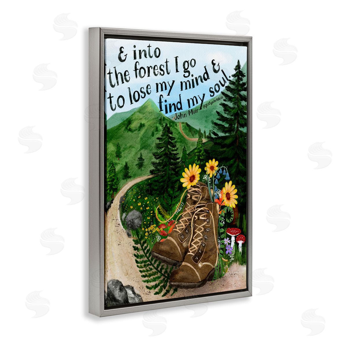Glad You're Here Co. Into The Forest I Go Quote Canvas Wall Art Print