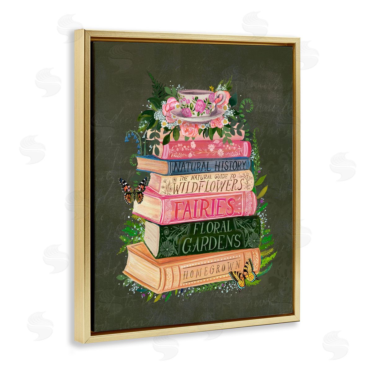 Glad You're Here Co. Floral Fairy Book Stack Canvas Wall Art Print