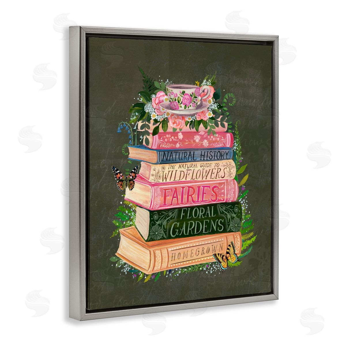 Glad You're Here Co. Floral Fairy Book Stack Canvas Wall Art Print