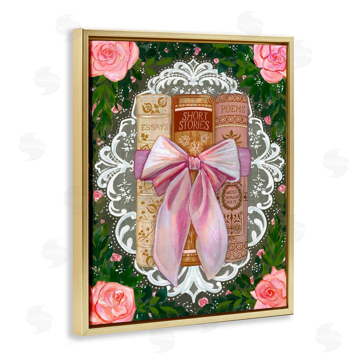 Glad You're Here Co. Romantic Books with Lace Canvas Wall Art Print