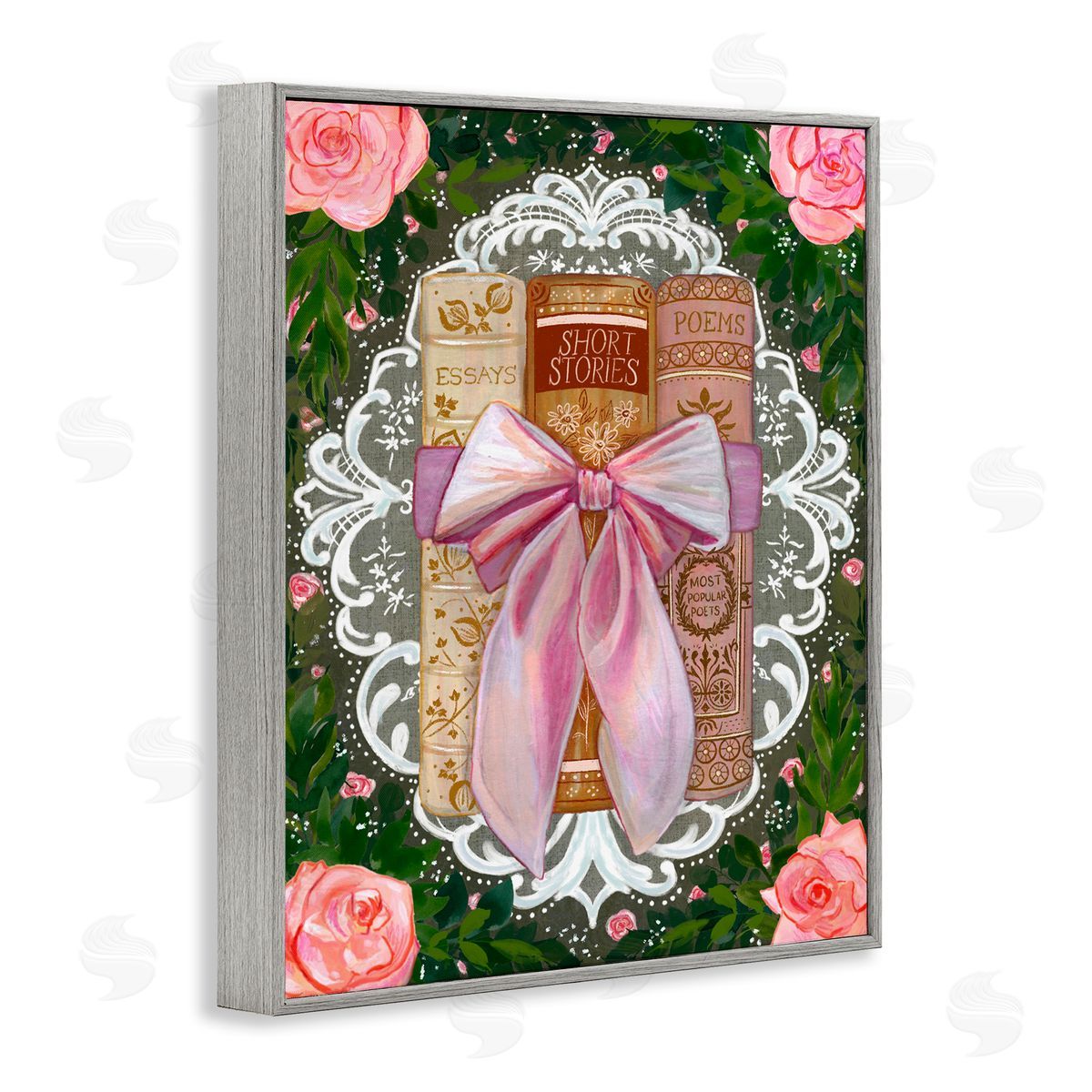 Glad You're Here Co. Romantic Books with Lace Canvas Wall Art Print