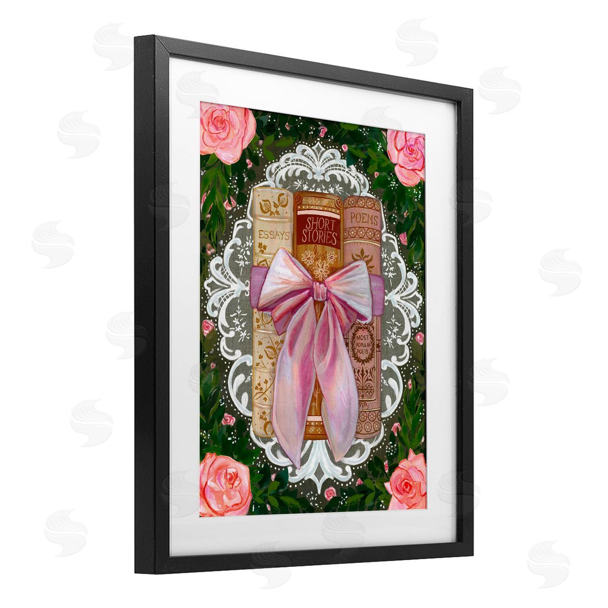 Glad You're Here Co. Romantic Books with Lace Canvas Wall Art Print