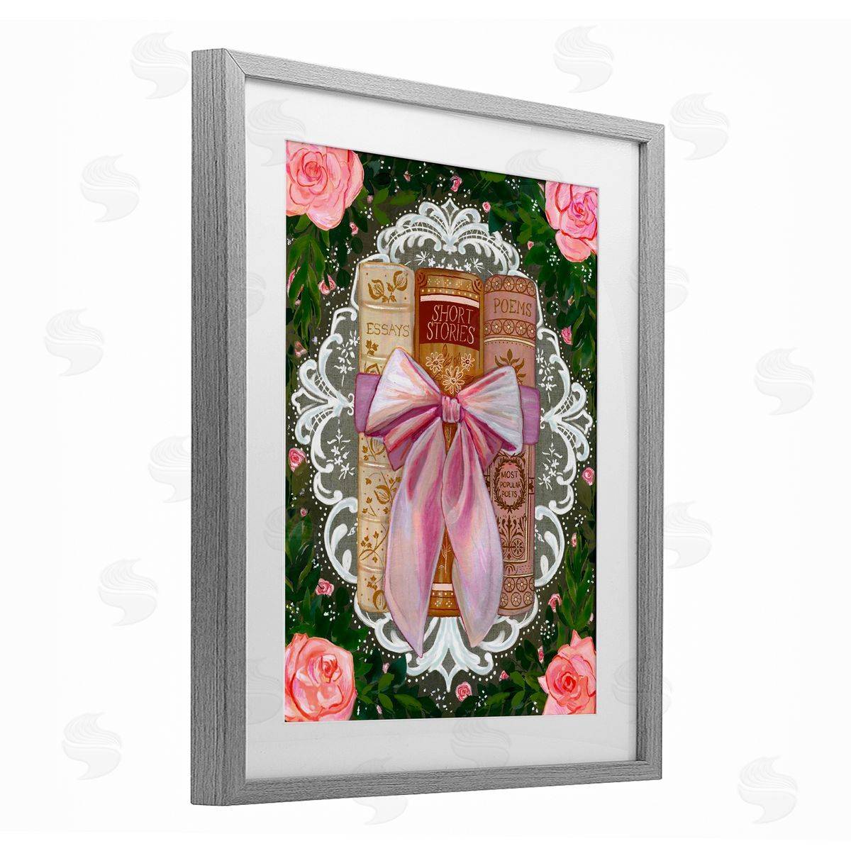 Glad You're Here Co. Romantic Books with Lace Canvas Wall Art Print