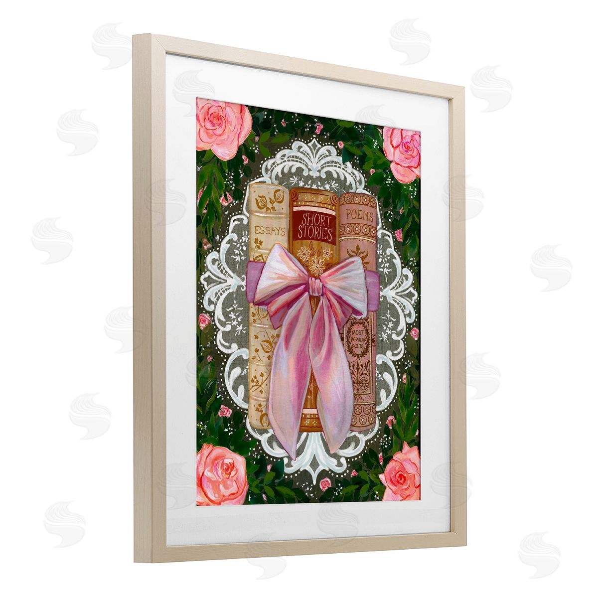 Glad You're Here Co. Romantic Books with Lace Canvas Wall Art Print